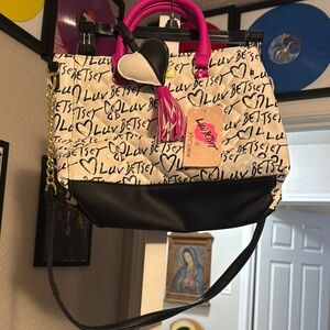 Betsey Johnson White and Pink Handbag
